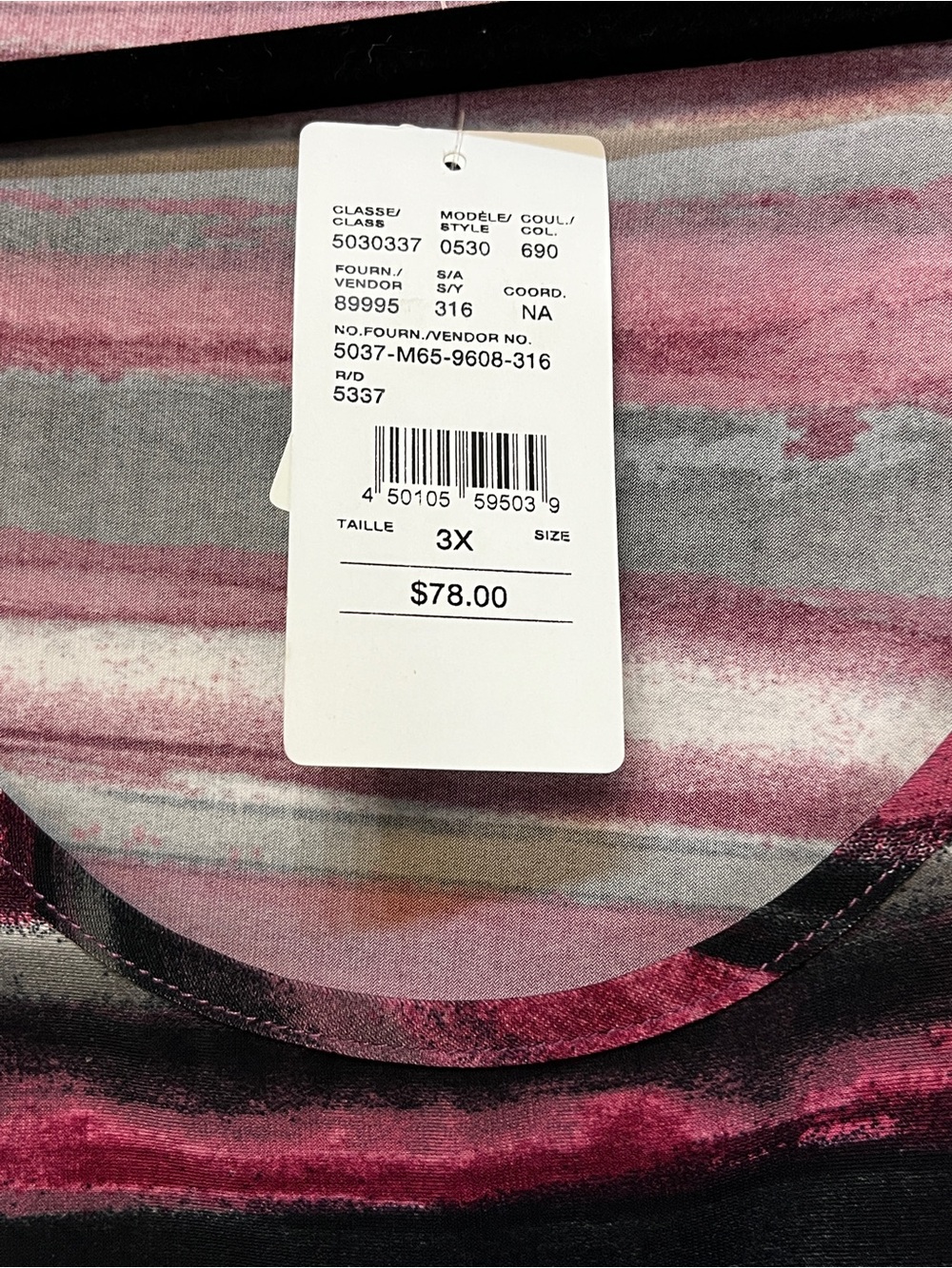 NWT Striped Pink & Black Layered Tank Top - size 3X, Oversized - Picture 8 of 8